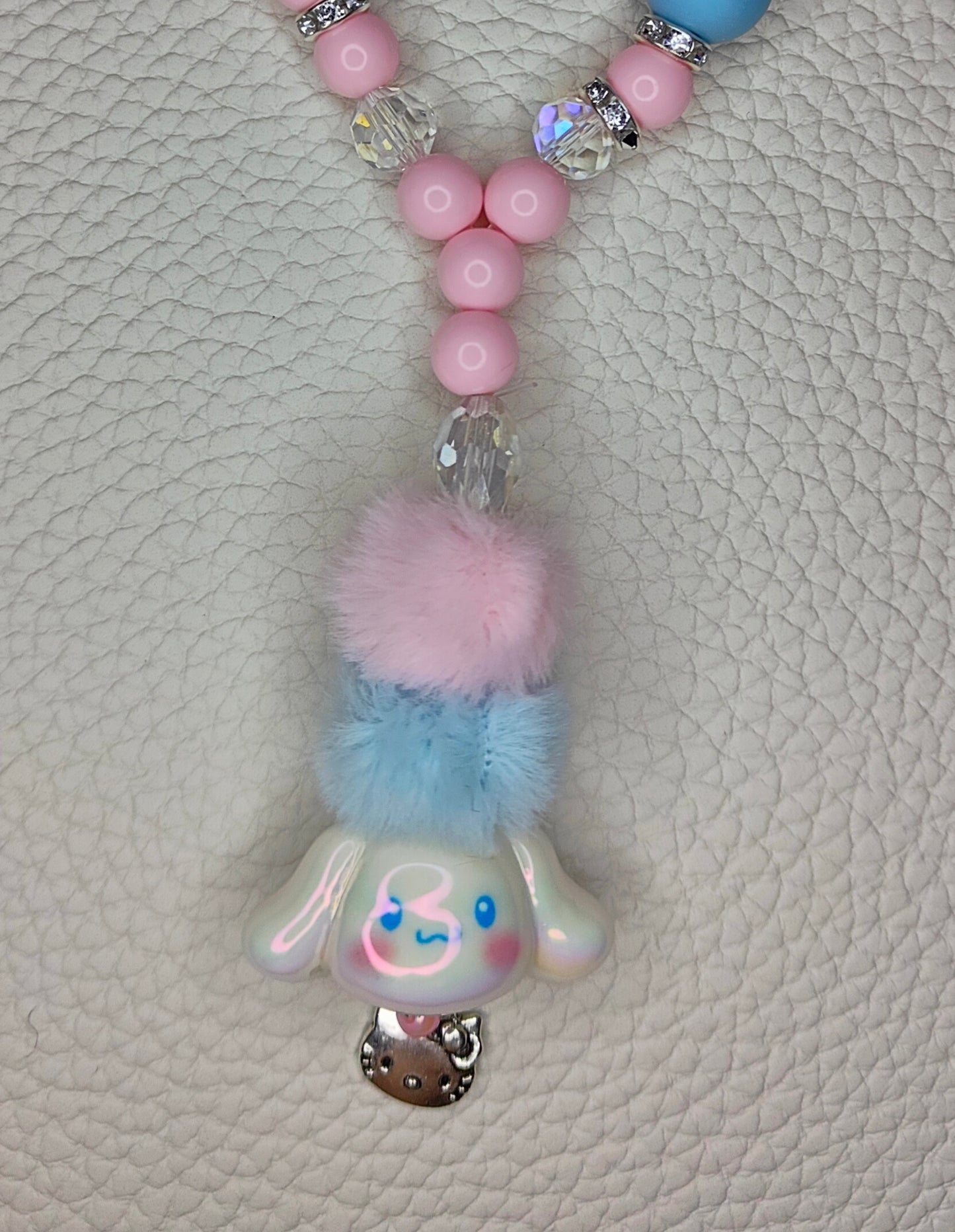 Blue Bow Beaded Bag Charm & Keyring
