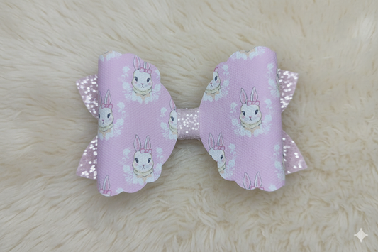 Sweet Bunny Scalloped Hair Bow On Clip, 4 inches 🎀