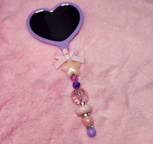 Beadable Heart Shaped Mirror with hand applied gems