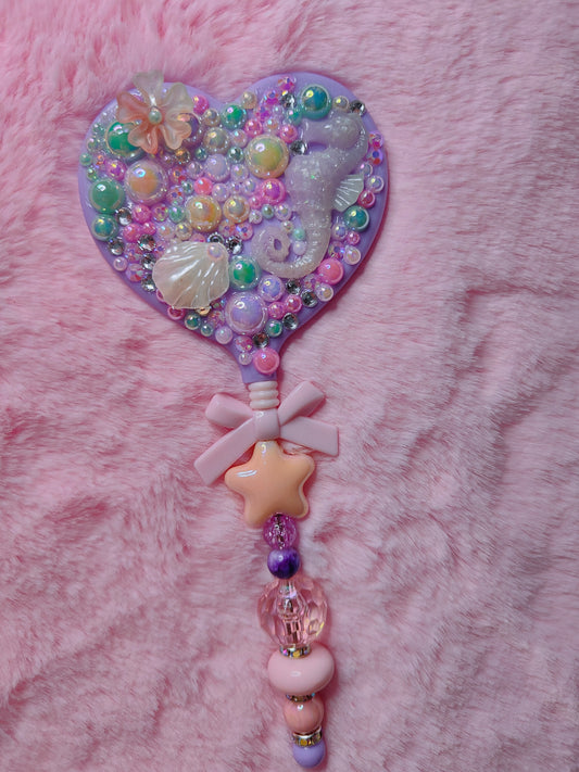 Beadable Heart Shaped Mirror with hand applied gems